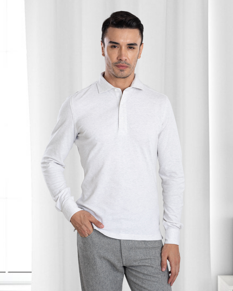 mens off white dress shirt Off White Heather Custom's Men's Polo Shirt – Luxire Custom Clothing