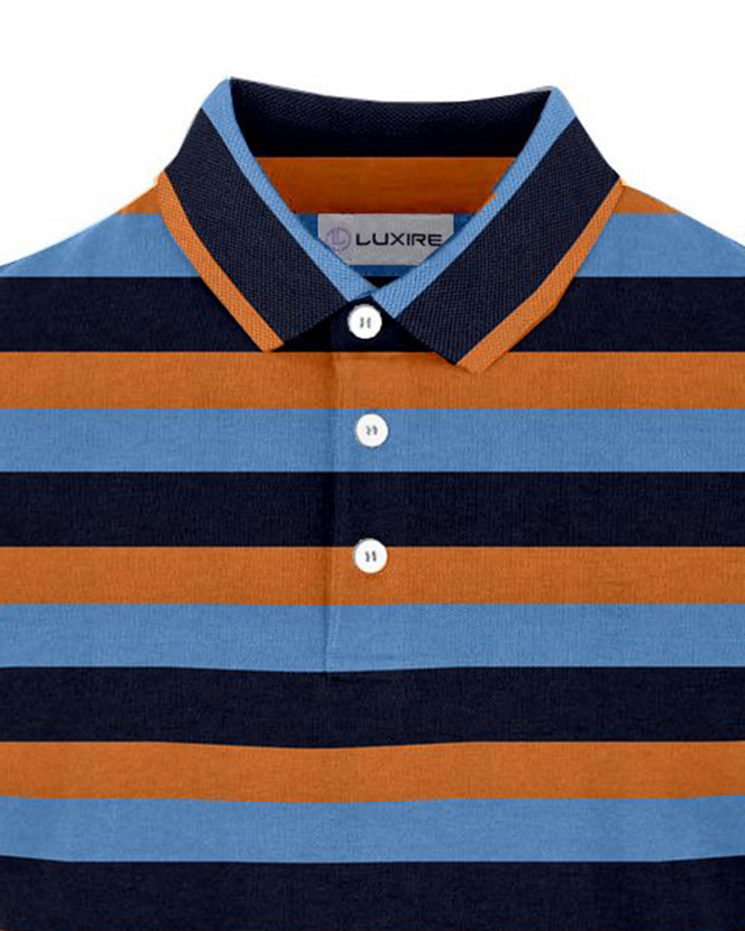 Navy Orange Blue Stripes Custom Men's Polo Shirt — Luxire Custom Clothing