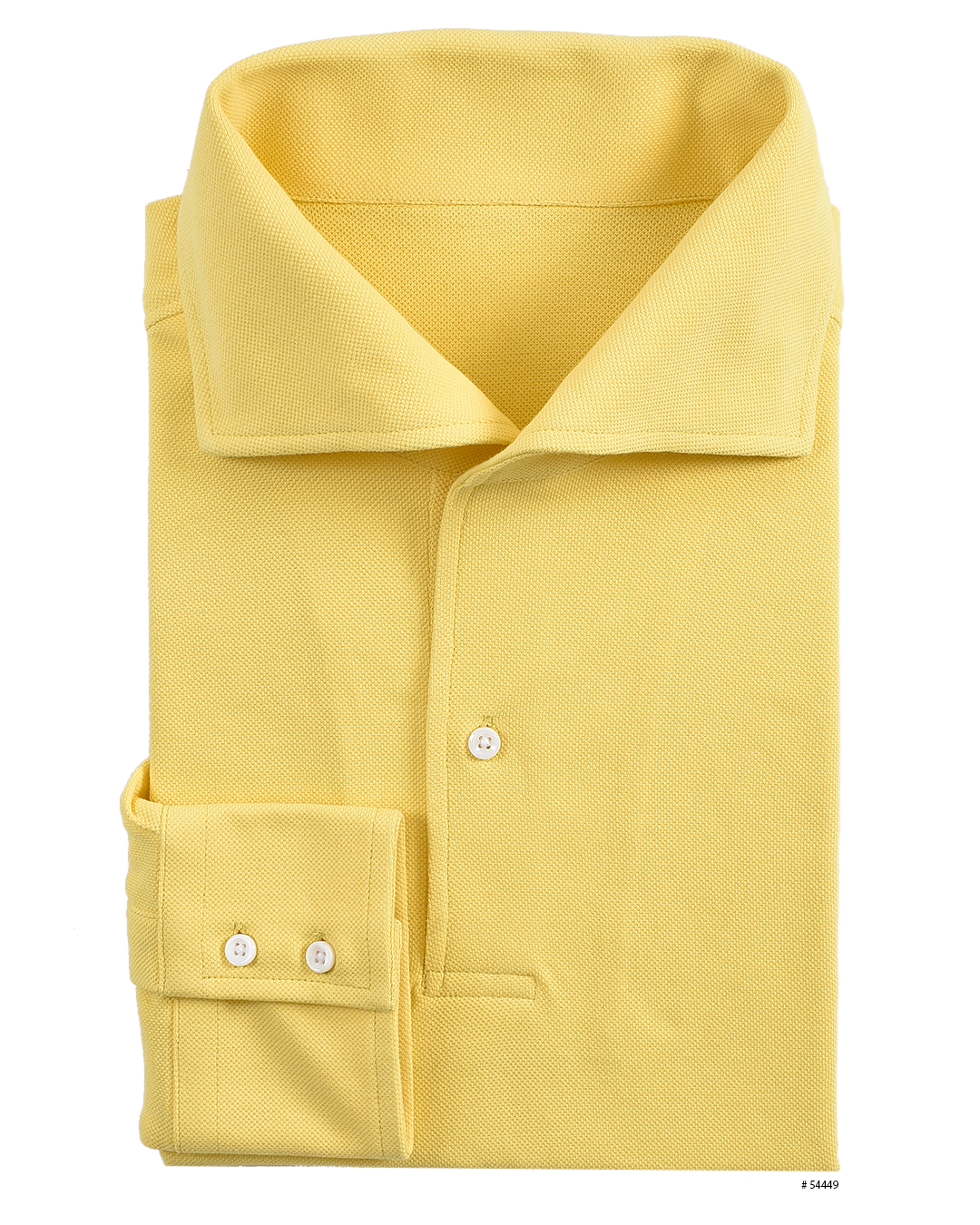 Front of the custom oxford polo shirt for men by Luxire in light yellow