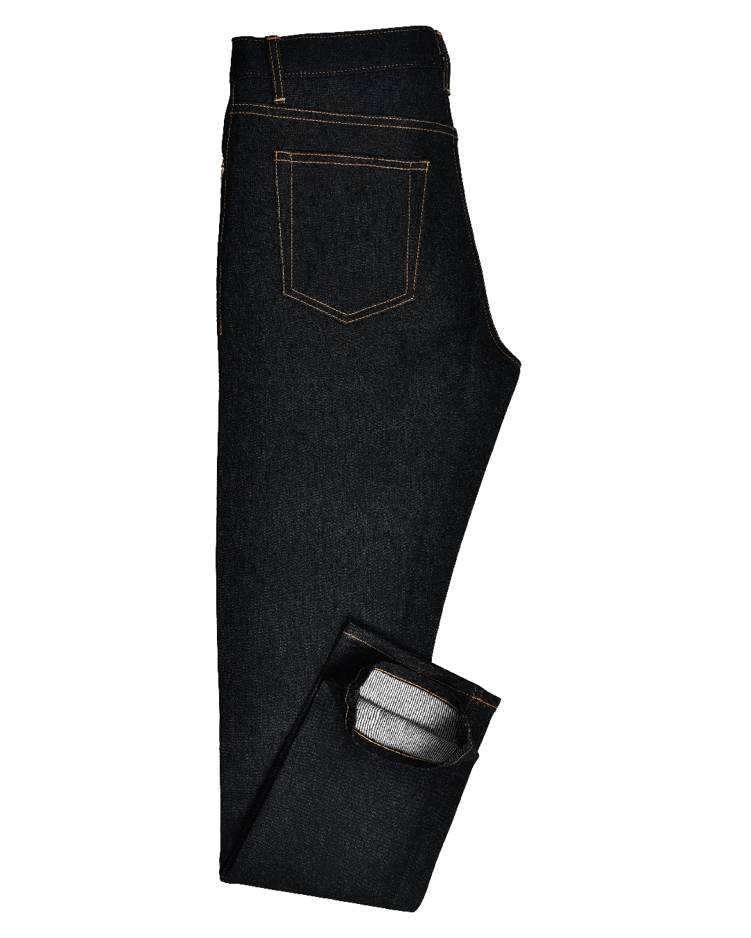 Side view of raw jeans for men by Luxire in indigo 2