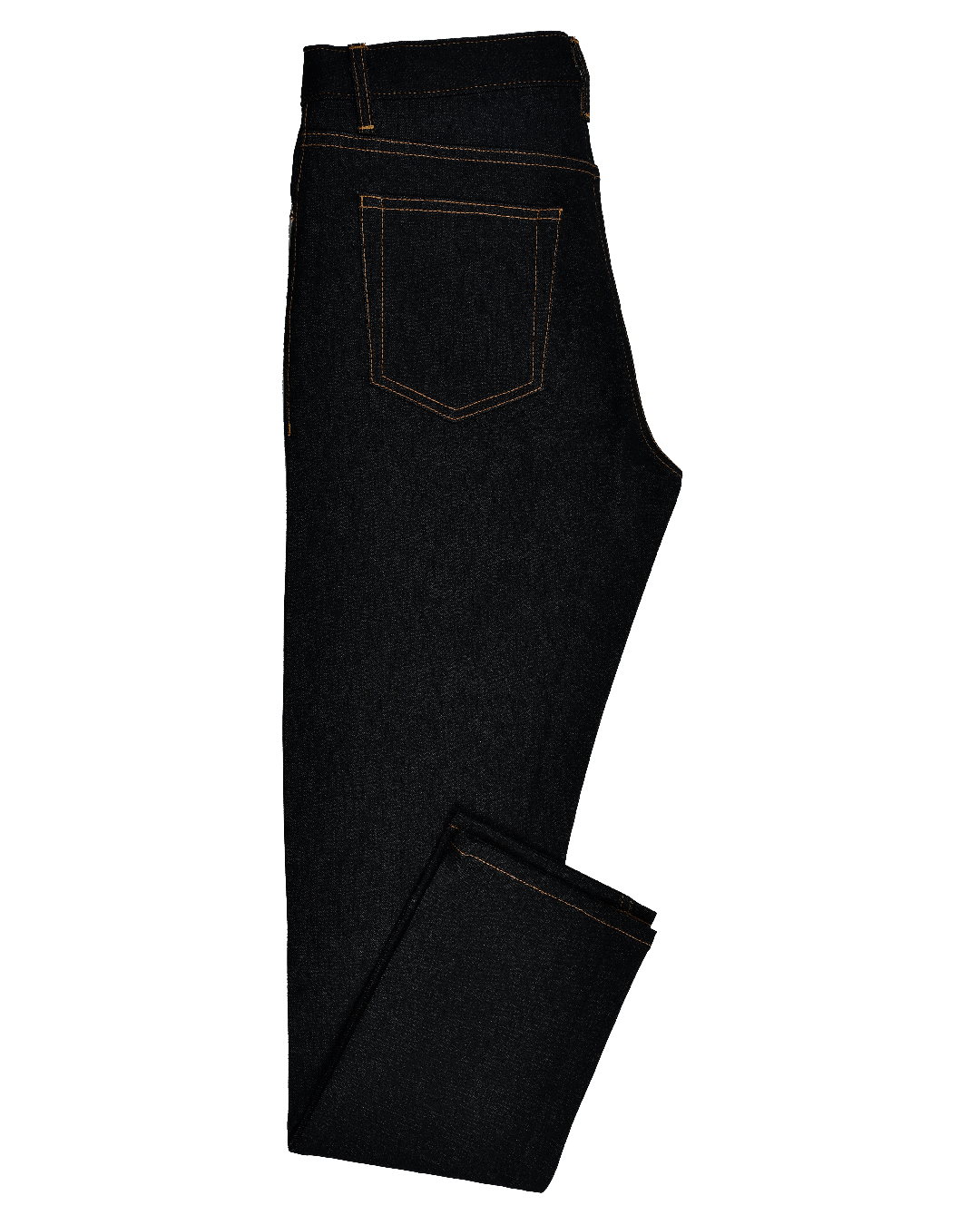 Side view of raw jeans for men by Luxire in indigo