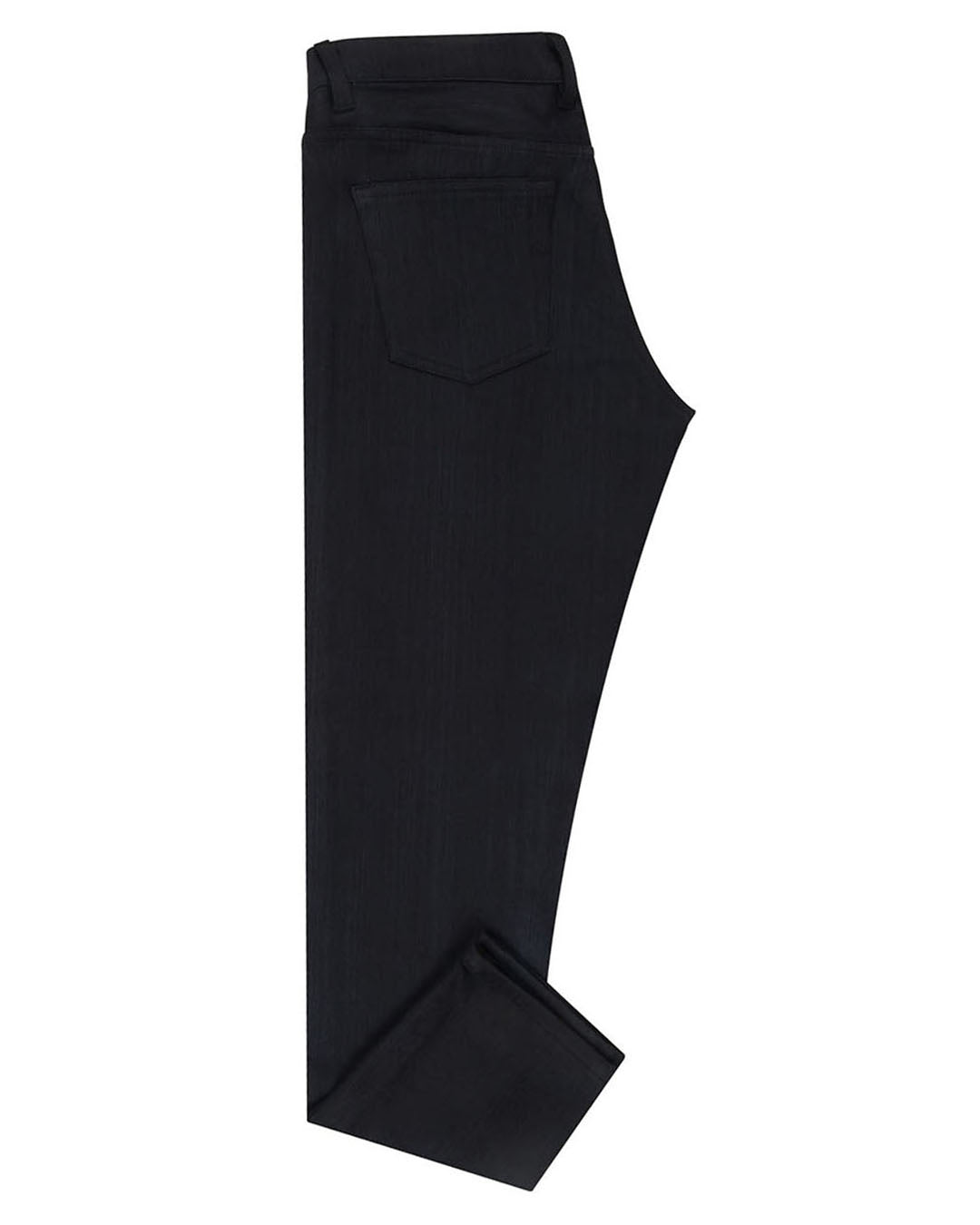 Side view of stretch denim jeans for men by Luxire in black