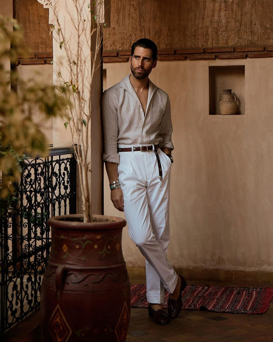 Pleated White Twill Pant - 2