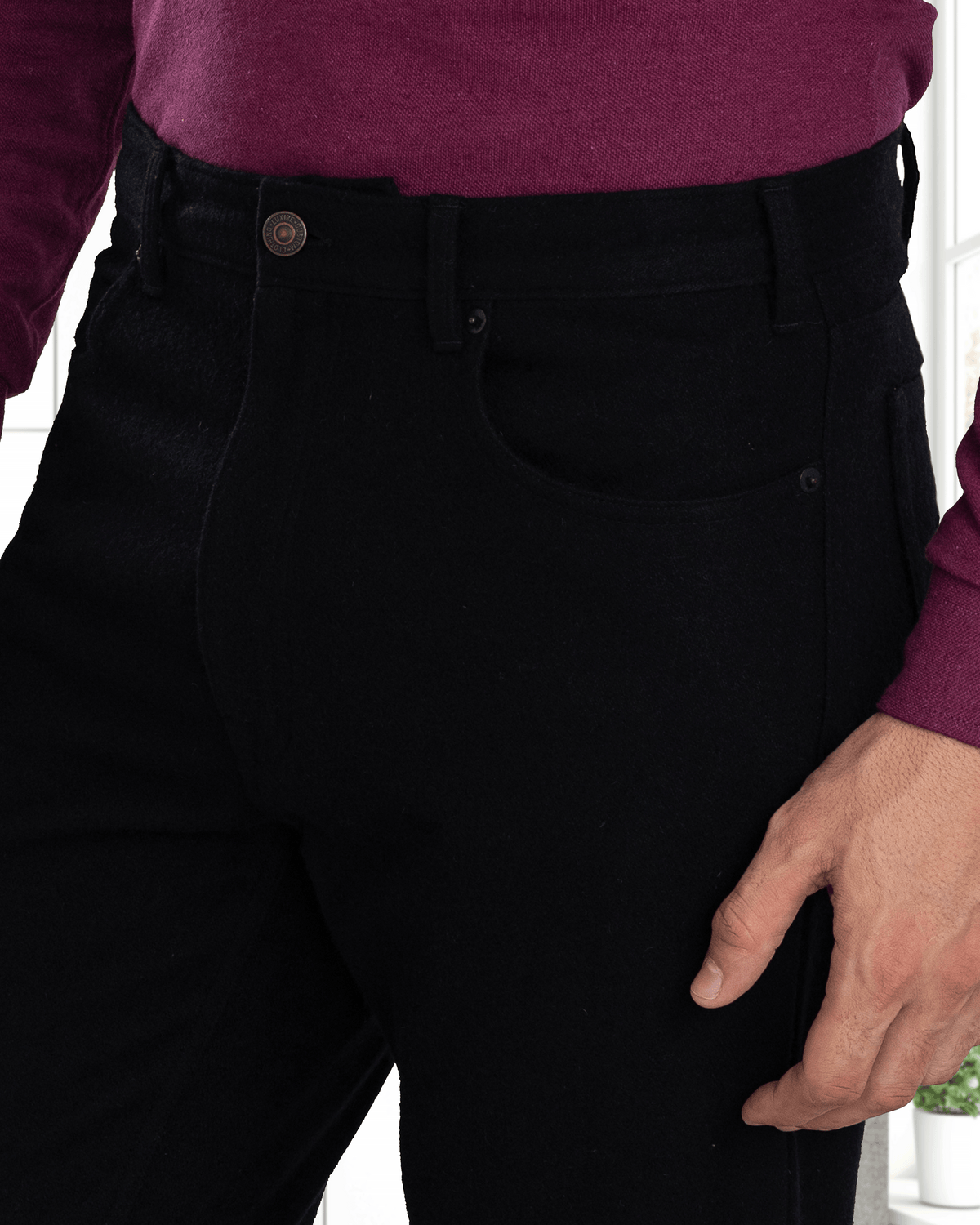 Black Wool Jeans - 4