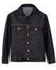 Front of the denim jacket for men by Luxire in dark blue