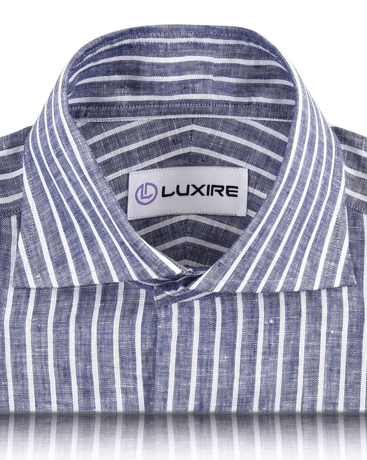 Linen:Blue Chambray with White Stripes Shirt - 2