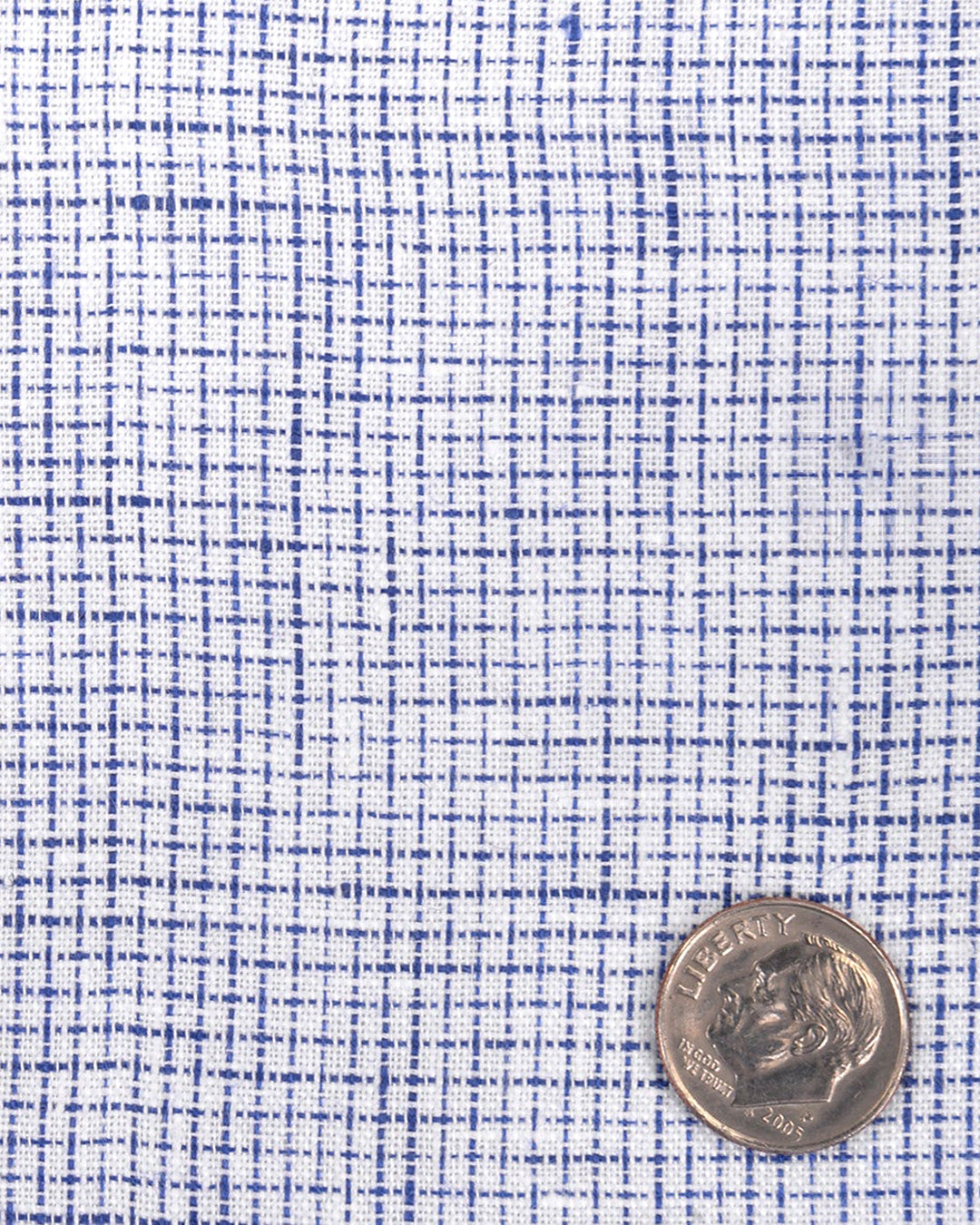 Close up of the custom linen shirt for men in white with blue checks by Luxire Clothing