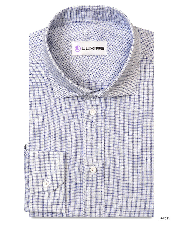 Linen: Business Blue Graph Checks On White