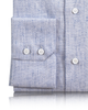 Cuff of the custom linen shirt for men in lustrous blue by Luxire Clothing