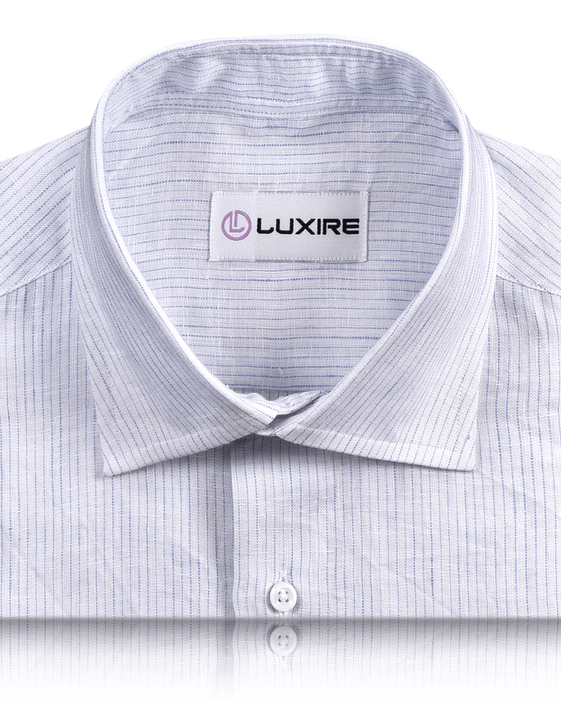 Custom Men's Blue White Pencil Stripes Linen Shirt Luxire Custom Clothing Custom Men's Blue White Pencil Stripes Linen Shirt Luxire Custom Clothing