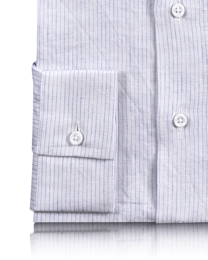 Custom Men's Blue White Pencil Stripes Linen Shirt Luxire Custom Clothing Custom Men's Blue White Pencil Stripes Linen Shirt Luxire Custom Clothing