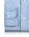 Cotton Linen : White Pin Stripes On Blue Shirt