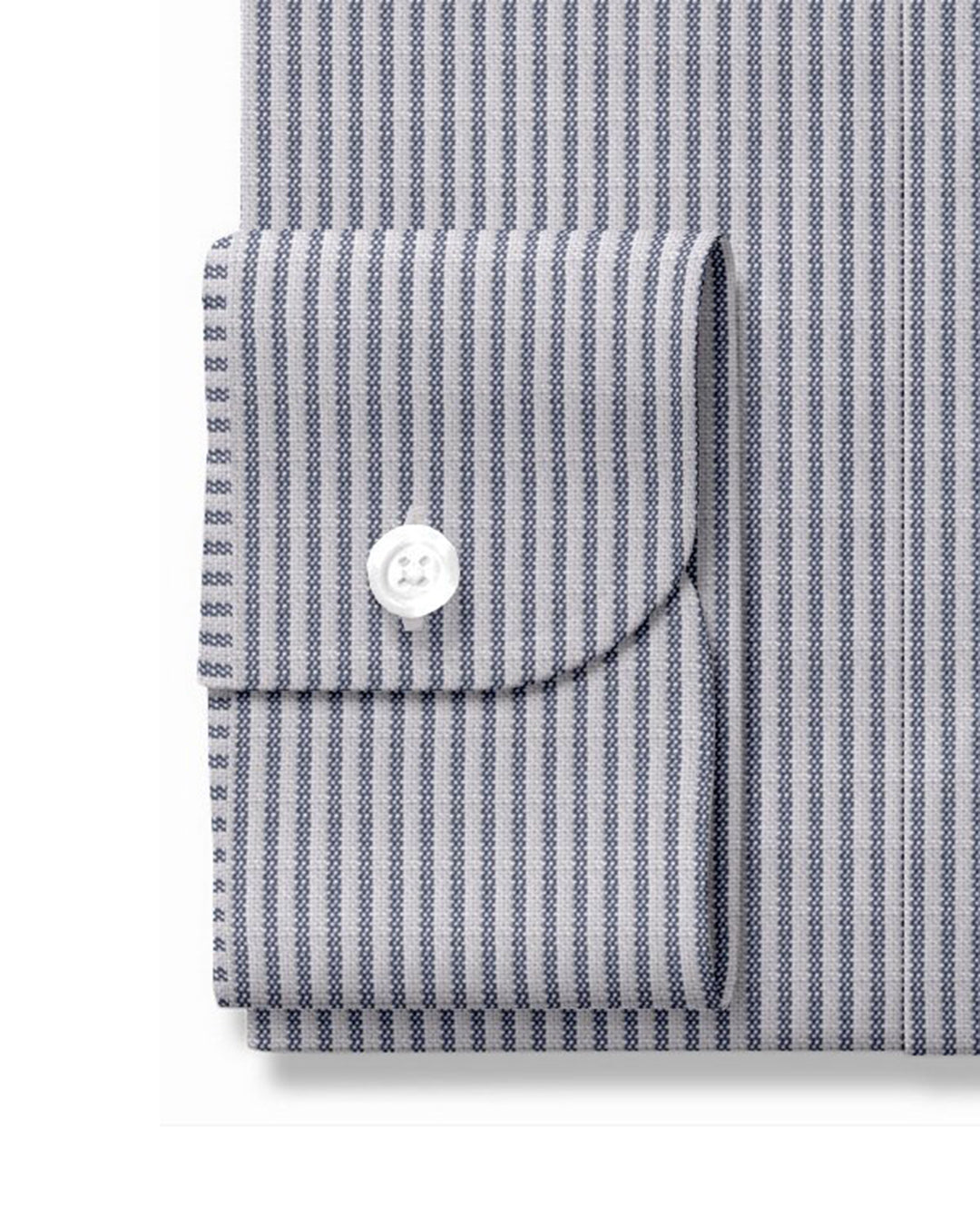 Cuff of the custom linen shirt for men in blue and white stripes by Luxire Clothing