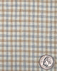 Close up of the custom linen shirt for men in brozne and silver checks by Luxire Clothing