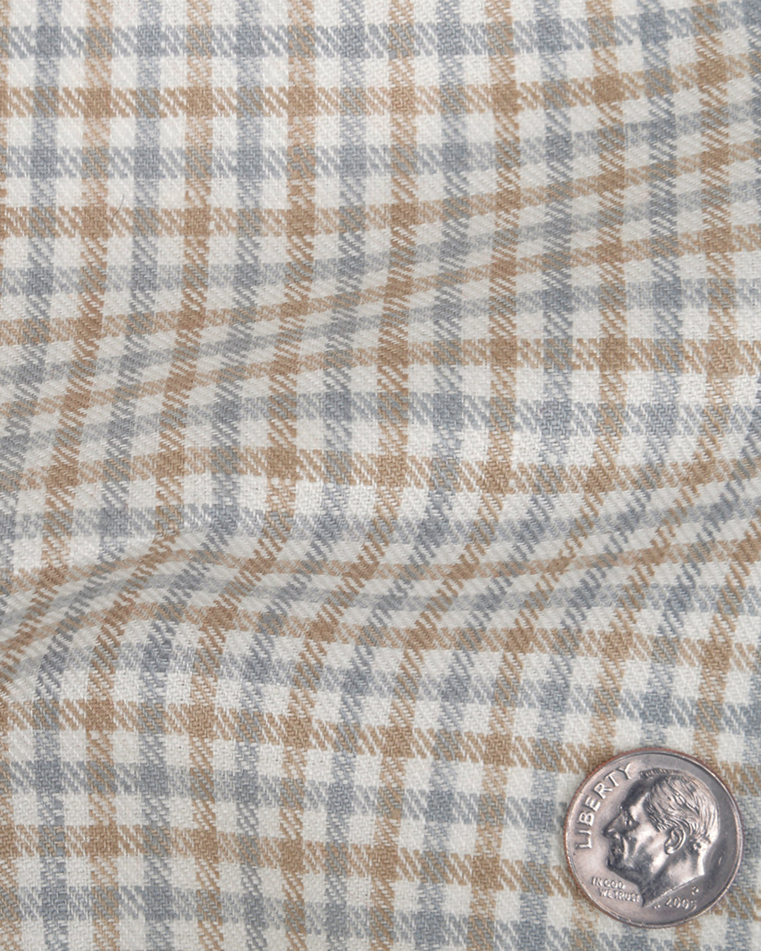 Close up of the custom linen shirt for men in brozne and silver checks by Luxire Clothing 2