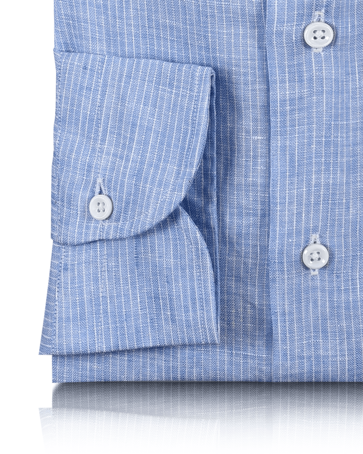 Blue White Stripes Linen Shirt - 3