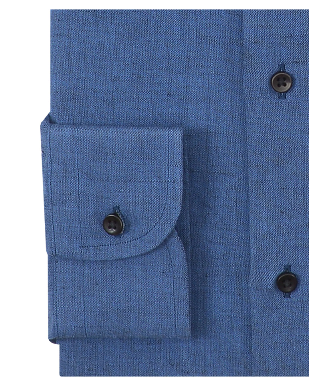 Cuff of the custom linen shirt for men in dark blue chambray by Luxire Clothing