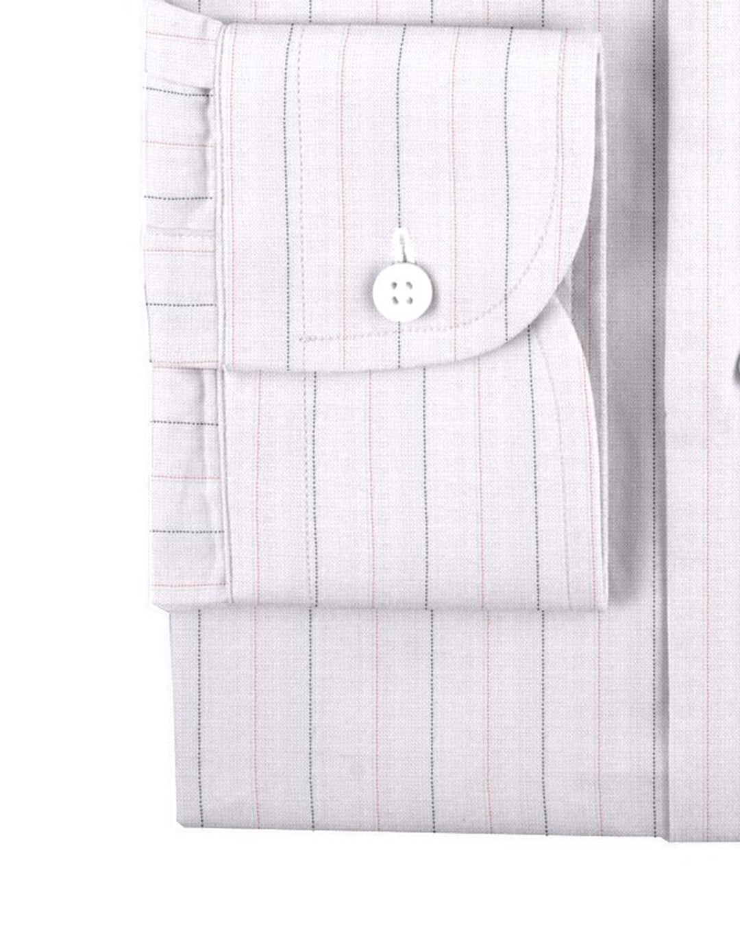 Cuff of the custom linen shirt for men in ecru with wide stripes by Luxire Clothing