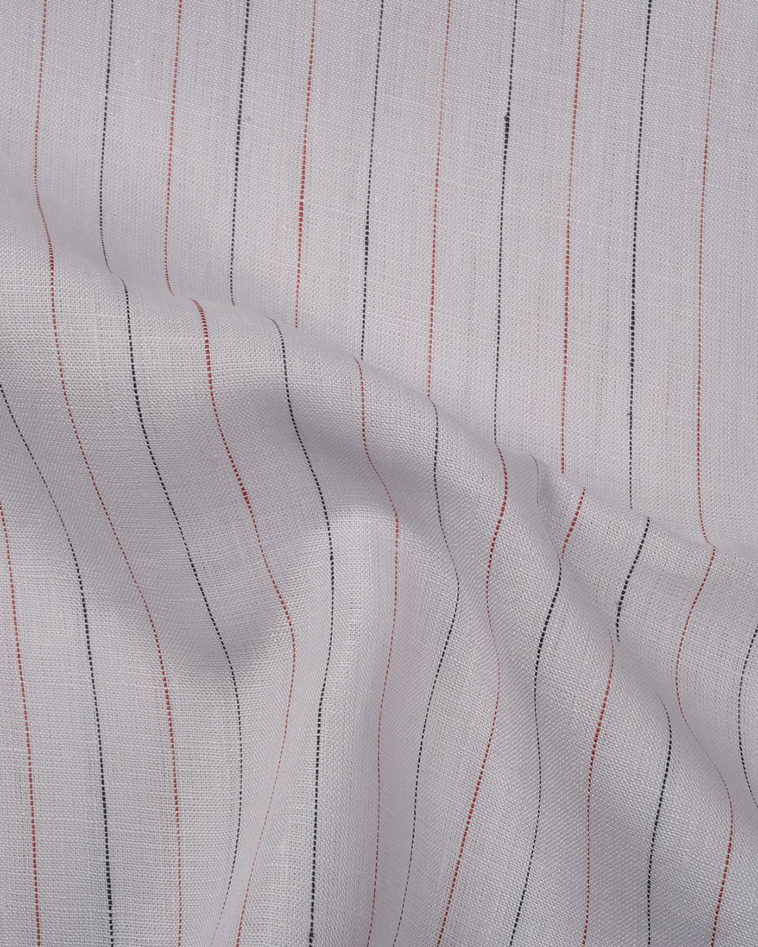 Ecru Wide Black Red Pin Stripes - 4