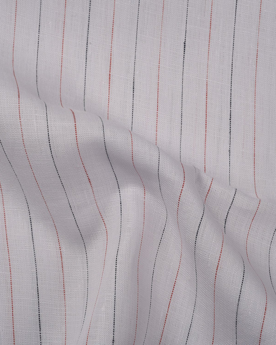Close up of the custom linen shirt for men in ecru with wide stripes by Luxire Clothing