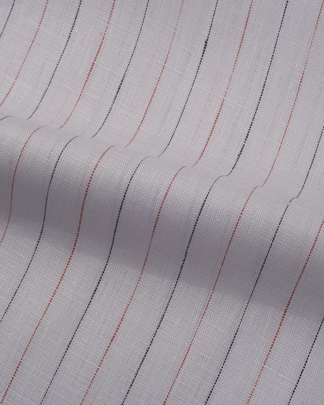Close up of the custom linen shirt for men in ecru with wide stripes by Luxire Clothing 2