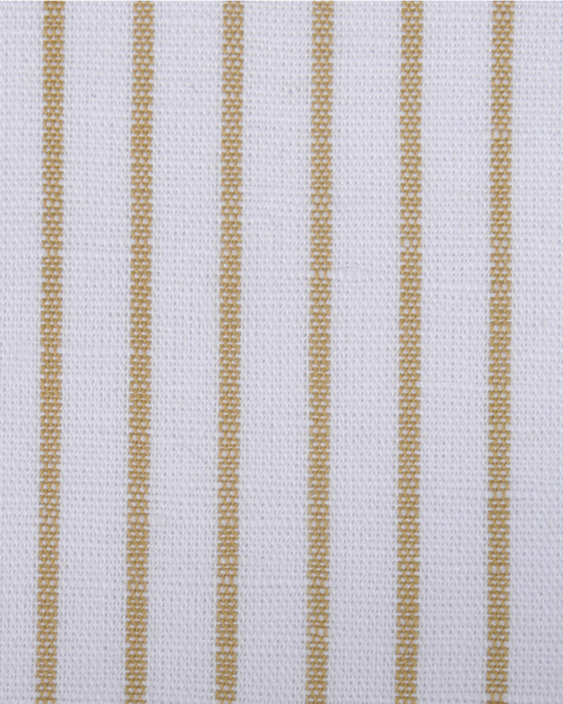 Cotton Linen: Ecru Stripes On white
