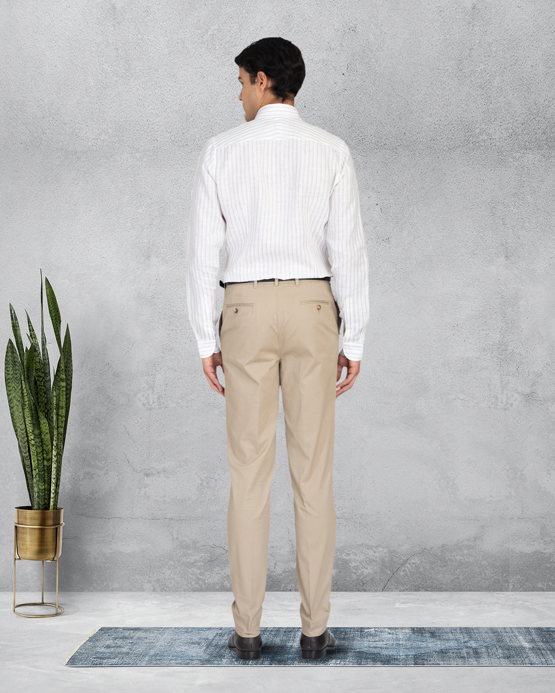 Ecru White Wide Stripes Linen Shirt - 7