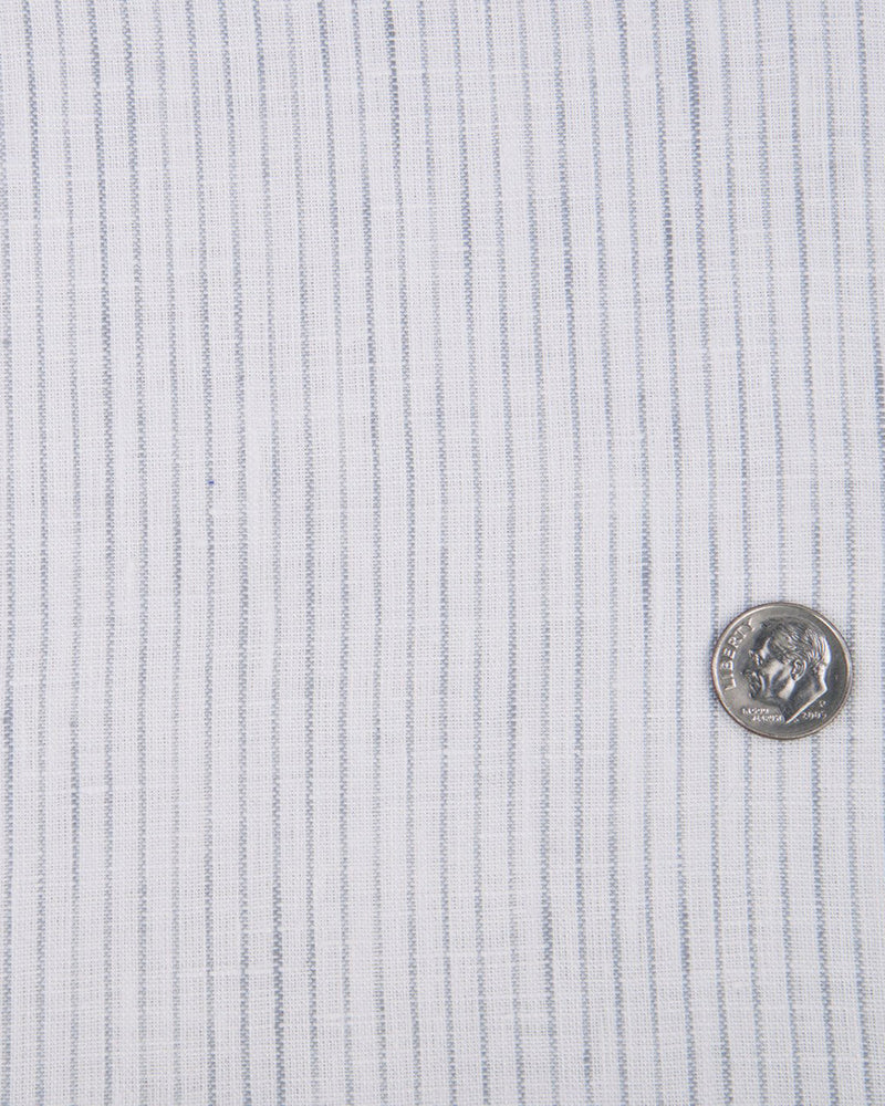 Linen:Vertical Grey Pinstripes on white