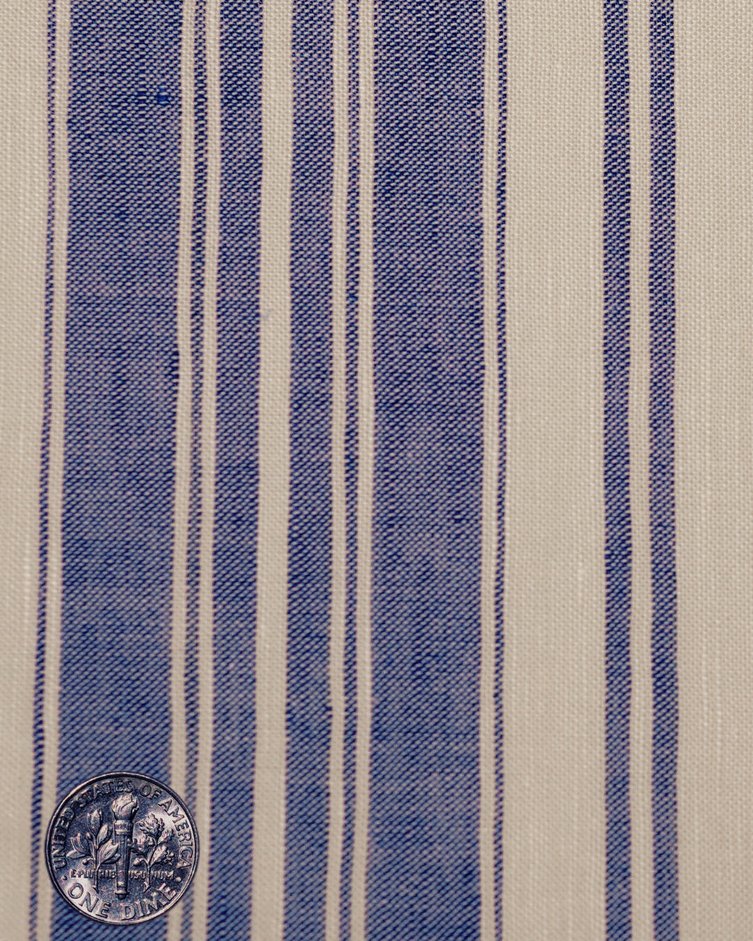 Linen Cotton: Oxford Ecru Indigo Stripes - 4