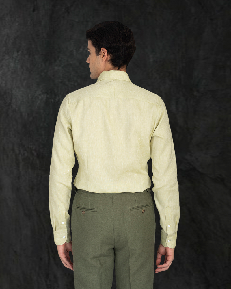 Custom Men's Light Olive Green Slub Linen Shirt Luxire Custom Clothing Custom Men's Light Olive Green Slub Linen Shirt Luxire Custom Clothing