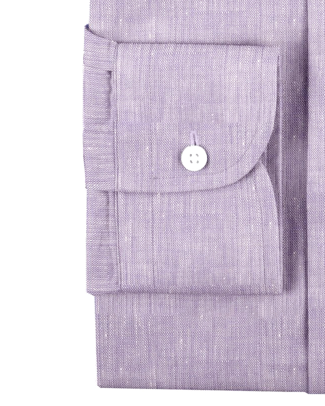 Cuff of the custom linen shirt for men in light purple by Luxire Clothing