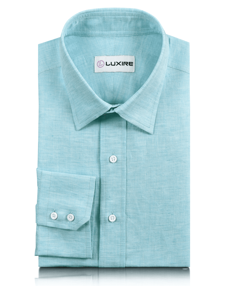 Custom Men's Mint Blue Cotton Linen Shirt Luxire Custom Clothing Custom Men's Mint Blue Cotton Linen Shirt Luxire Custom Clothing