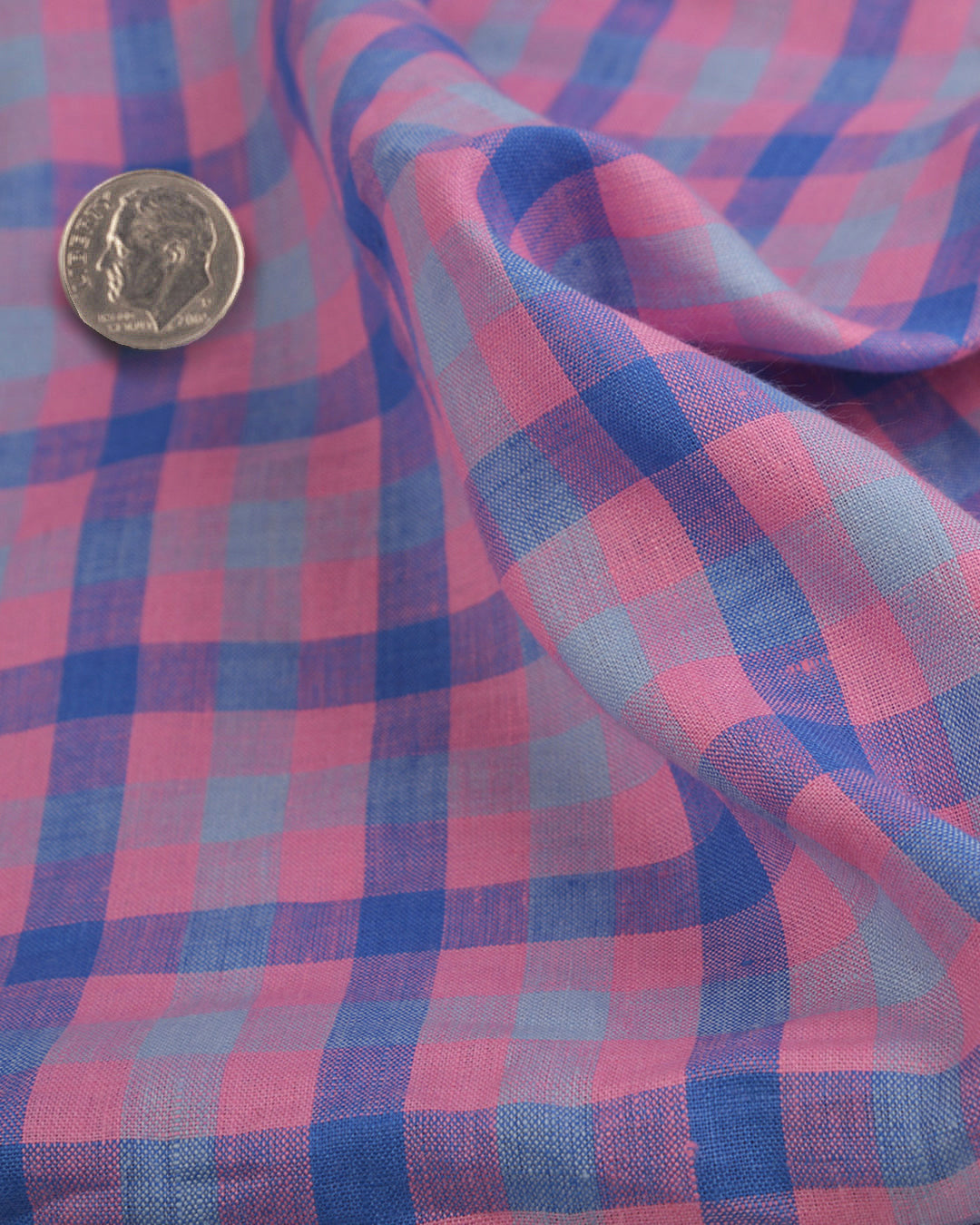 Linen: Pink Blue Gingham Checks - 5