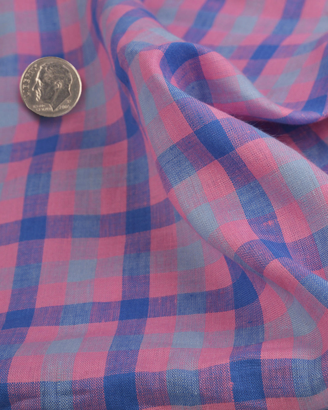 Linen: Pink Blue Gingham Checks