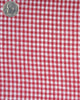 Close up of the custom linen shirt for men in red gingham by Luxire Clothing