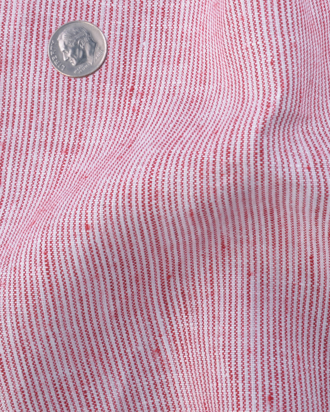 Linen: Red White Slub Chambray - 5