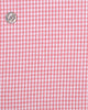 Close up of the custom linen shirt for men in pink salmon by Luxire Clothing