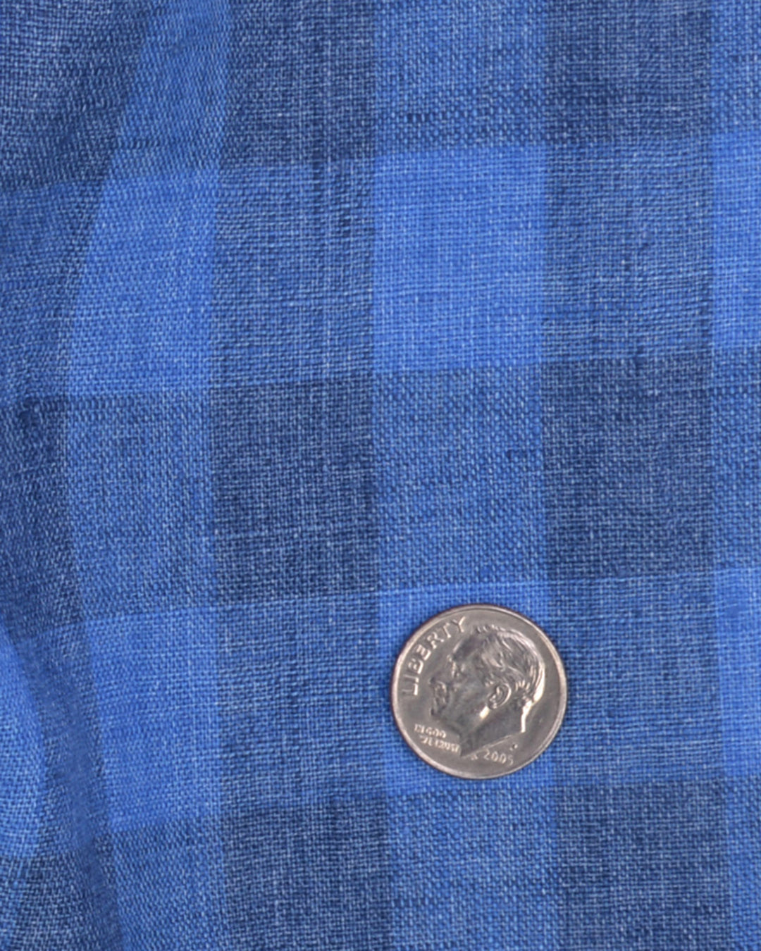 Close up of the custom linen shirt for men in shark blue by Luxire Clothing
