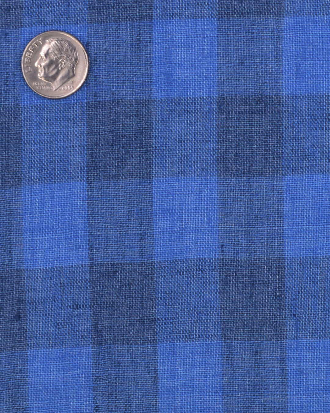 Close up of the custom linen shirt for men in shark blue by Luxire Clothing 2
