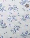 Linen: Pale Blue Printed shrubs On White