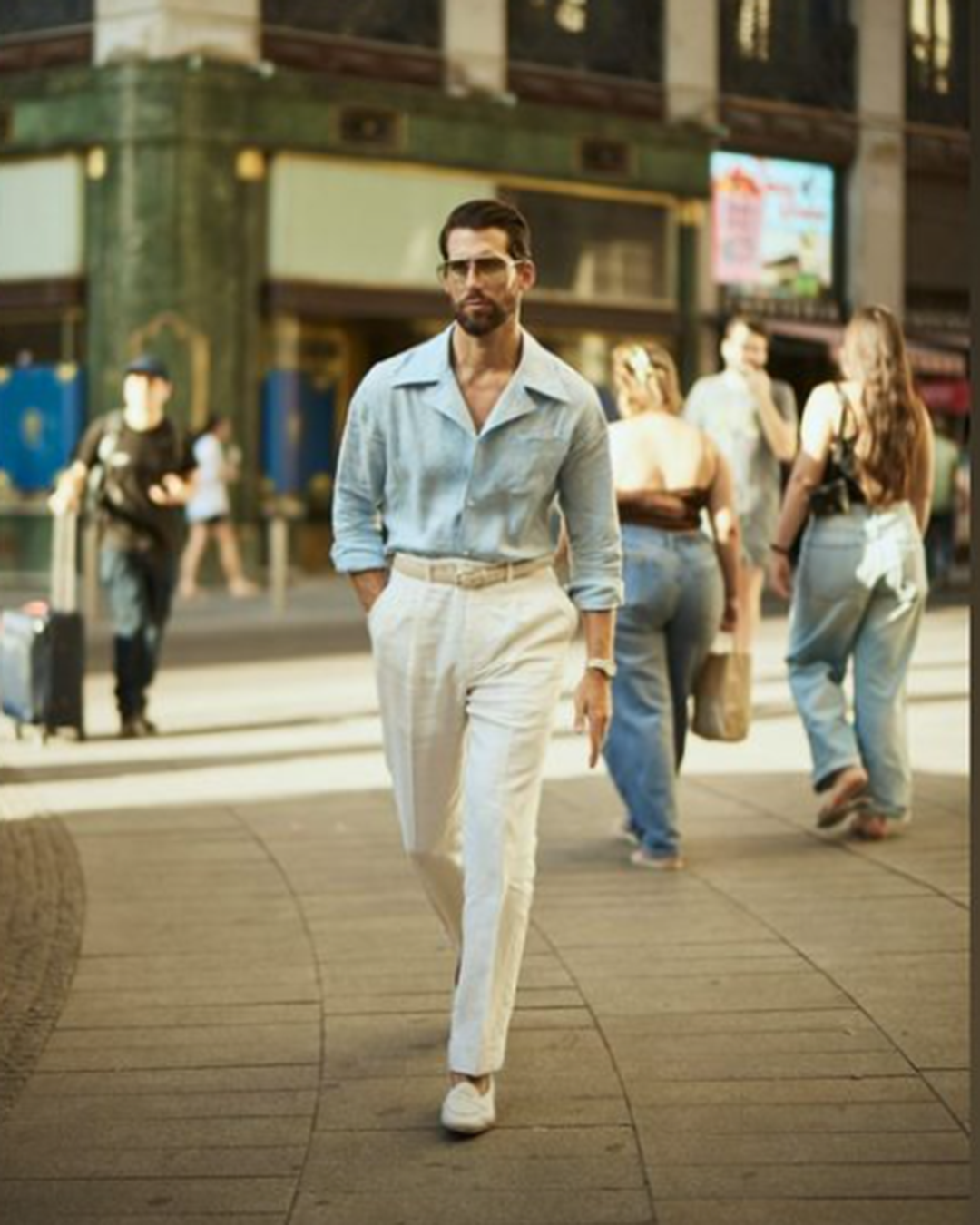 mens linen dress shirt Custom Men's Summer Camp Collar Sky Blue Linen Shirt — Luxire Custom Clothing