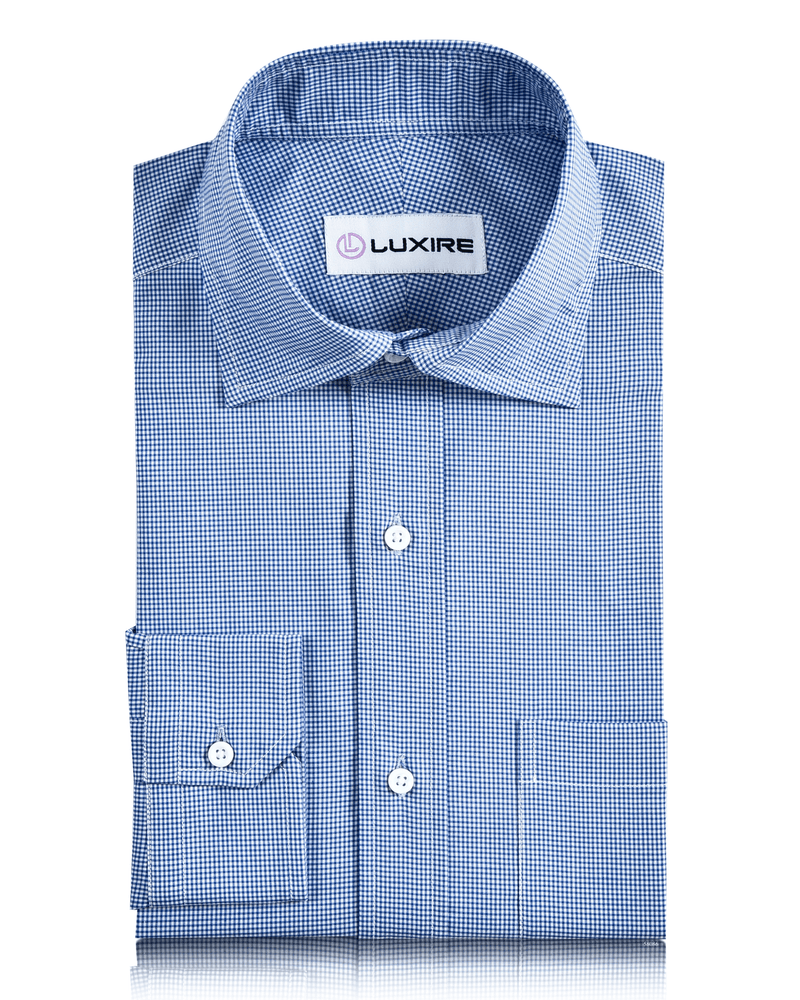 Custom Men's Blue Checks Micro Gingham Shirt – Luxire Custom Clothing Custom Men's Blue Checks Micro Gingham Shirt – Luxire Custom Clothing