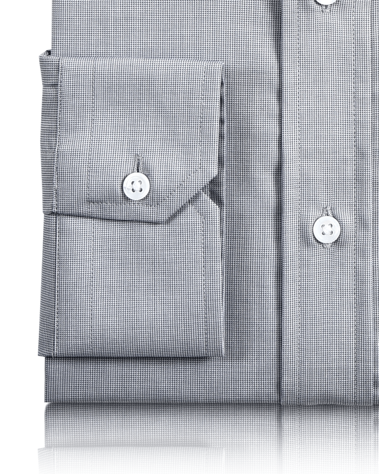 Close up cuff view of custom check shirts for men by Luxire grey mini checks