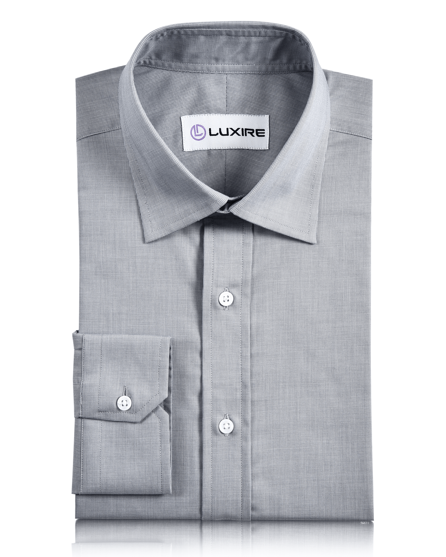 Front view of custom check shirts for men by Luxire grey mini checks