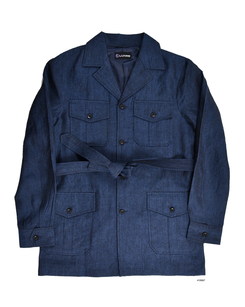 Safari Jacket in Linen Dark Indigo