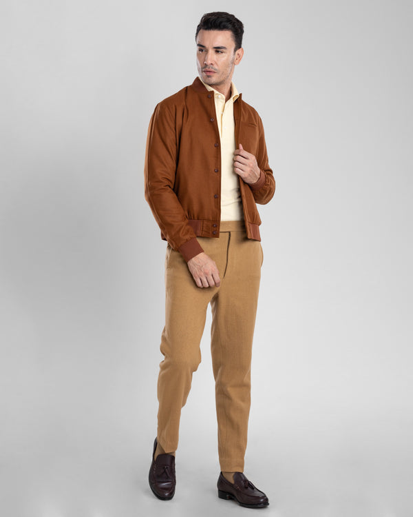 VBC:100% Wool Brown Flannel Shirt Jacket