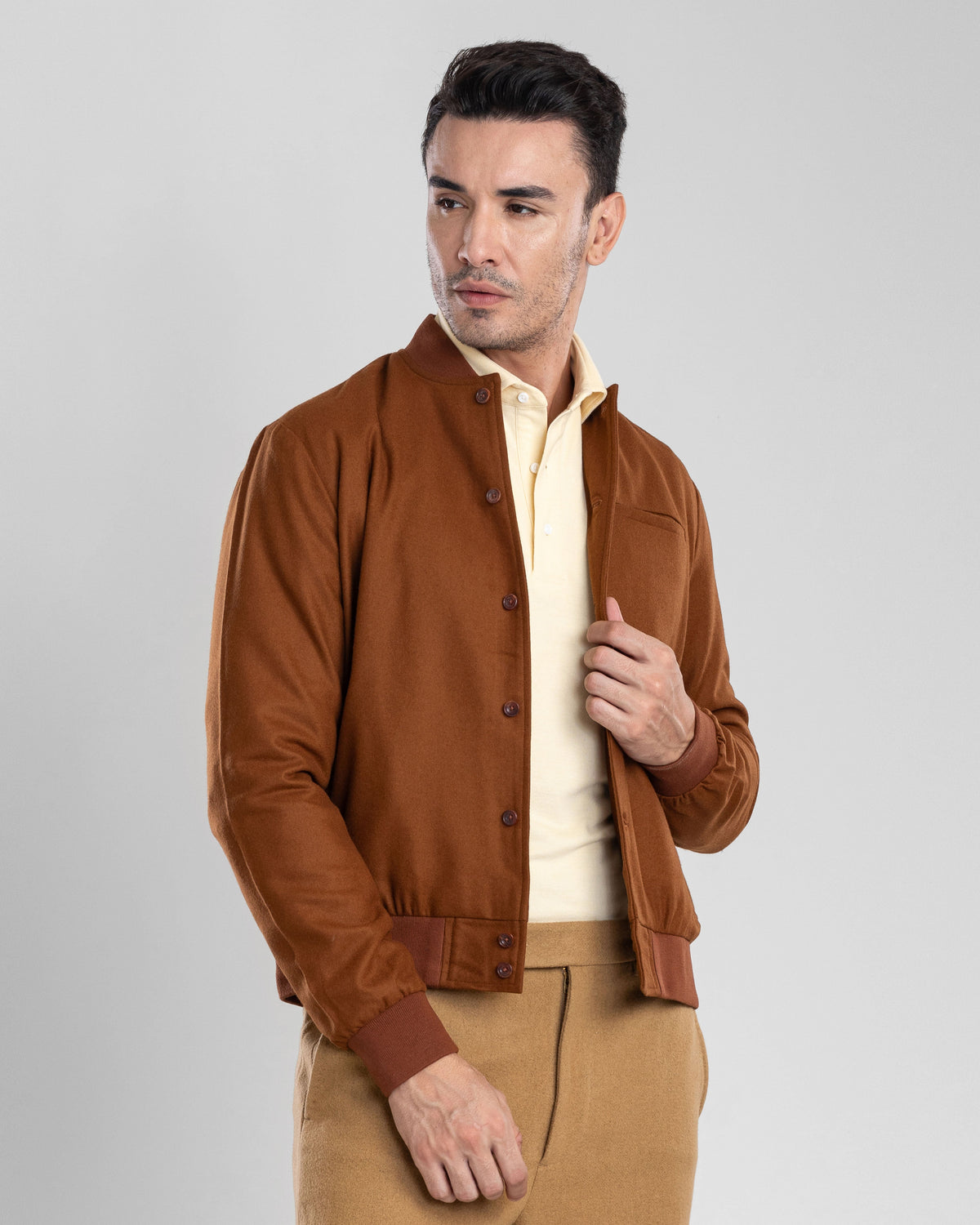 VBC:100% Wool Brown Flannel Shirt Jacket - 1