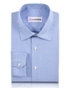 Front view of custom check shirts for men by Luxire sky blue gingham