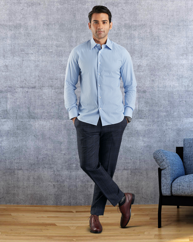 Sky Blue Gingham Shirt