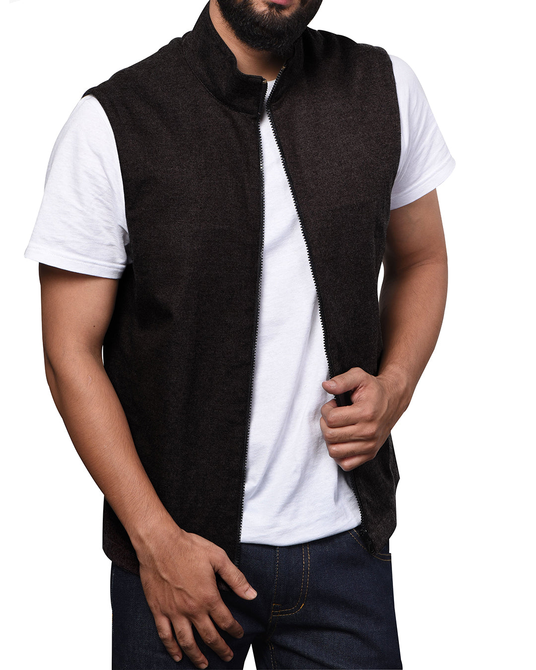 Vest in Charcoal Grey 100% Wool Flannel - 1